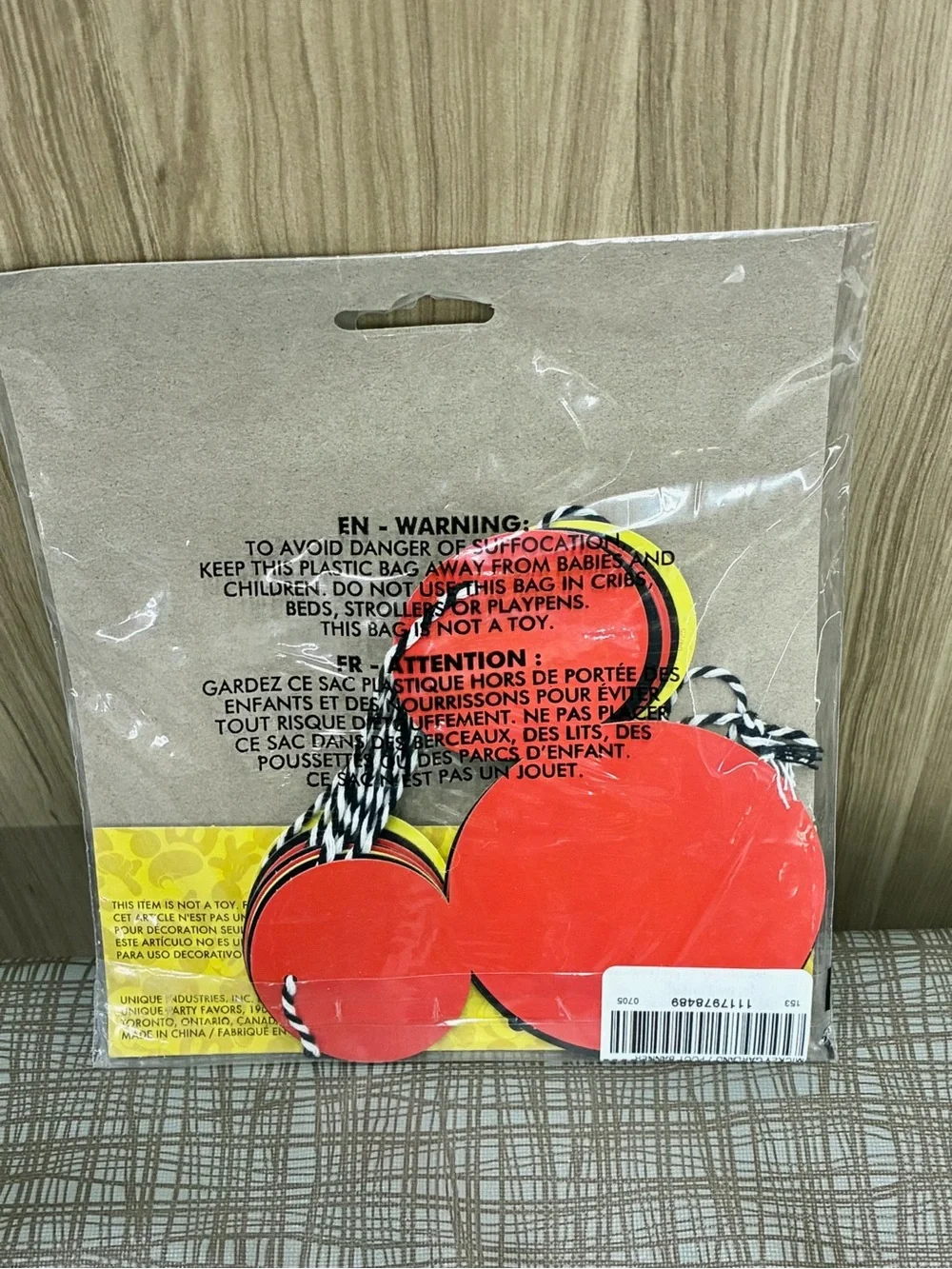🍭$5 🍭NEW DISNEY Mickey Mouse Party Banner 7 Ft Black Red Yellow